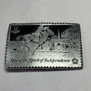 U.S POSTAGE STAMPS-Vintage Pewter Rise of the Spirit of Independence Belt Buckle